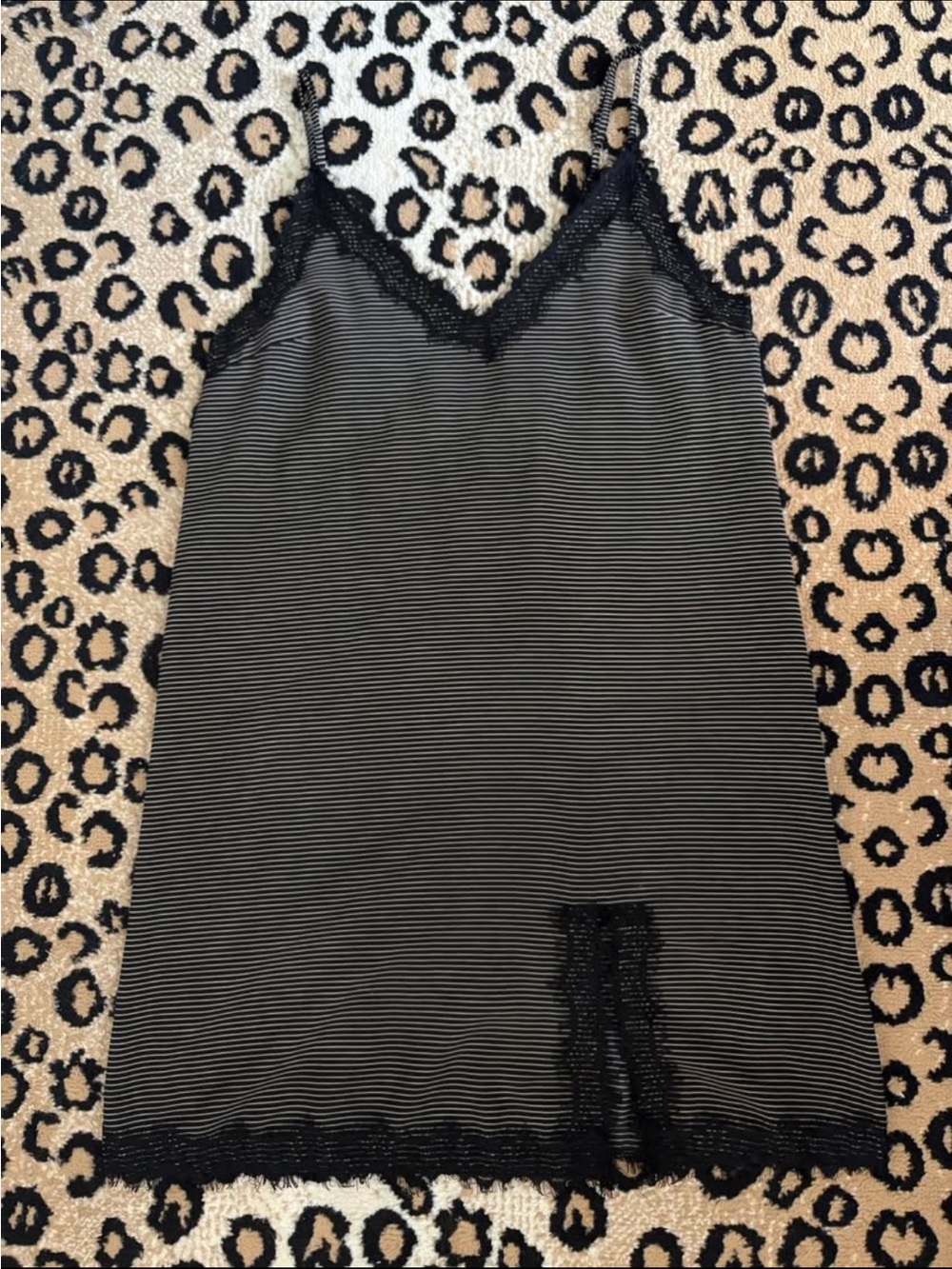 Lace Trim Pin Striped Slip Dress